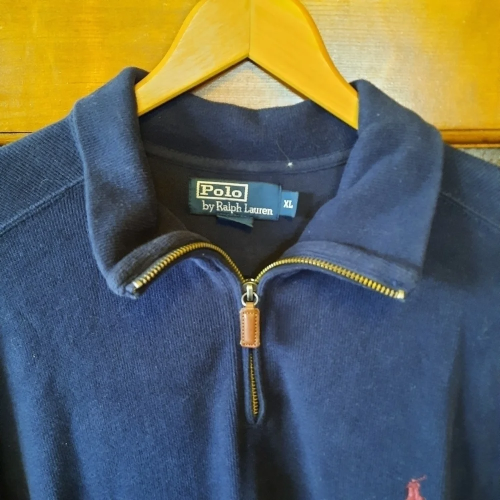 Polo by Ralph Lauren 100% cotton navy blue 1/4 zip pullover sweatshirt Size XL